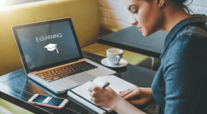woman working on computer upskill