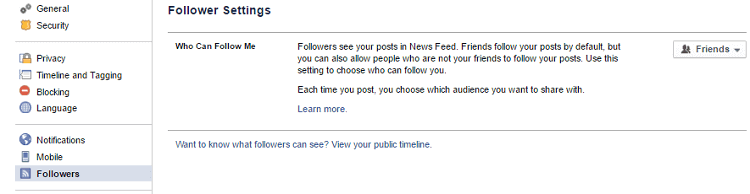 Facebook lets you choose who can follow your profile